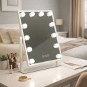 Lusterko do makijażu kosmetyczne podświetlane 12 LED Hollywood z 12 żarówkami USB 30 x 40 cm