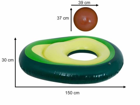 Materac dmuchany do pływania awokado z pestką piłką 150x115 cm XL
