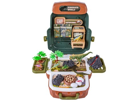 Duży Zestaw Dinozaurów W Plecaku Figurki W Walizce DINOZAURY Wulkan Akcesoria 30 El.