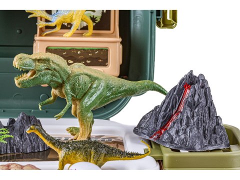 Duży Zestaw Dinozaurów W Plecaku Figurki W Walizce DINOZAURY Wulkan Akcesoria 30 El.