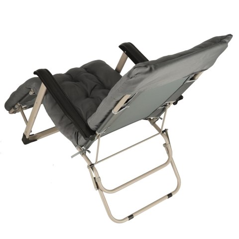 Leżak ogrodowy LUARO fotel składany turystyczny z poduszką szary