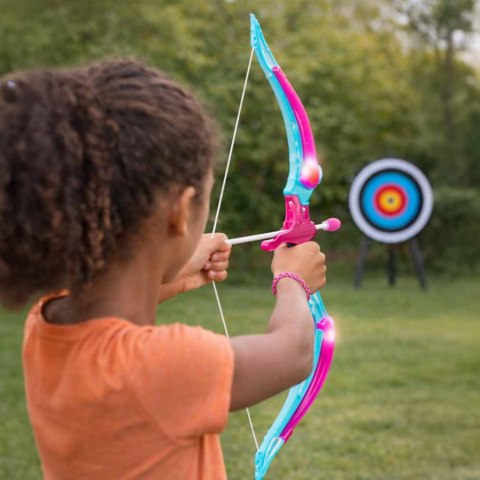 Łuk ze strzałami i tarczą zestaw łuczniczy strzelecki różowy