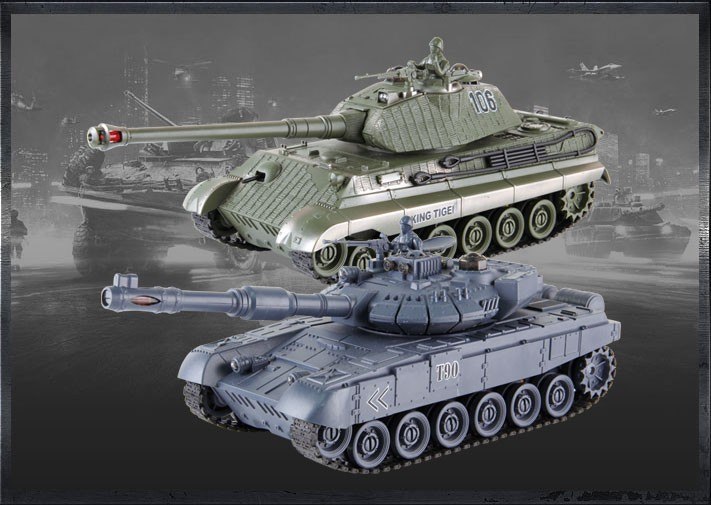 Zestaw wzajemnie walczących czołgów Russian T90 i German King Tiger 27MHz/35Mhz 1:28 RTR