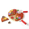 Pizza drewniany zestaw do zabawy na rzep akcesoria łopatka nóż talerz nauka krojenia 20cm