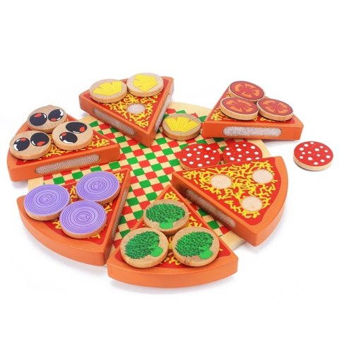 Pizza drewniany zestaw do zabawy na rzep akcesoria łopatka nóż talerz nauka krojenia 20cm