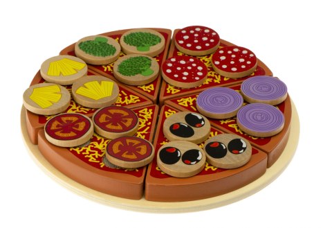 Pizza drewniany zestaw do zabawy na rzep akcesoria łopatka nóż talerz nauka krojenia 20cm