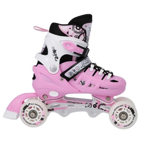 NH10905 4w1 RÓŻOWE ROZM. L(39-42) ŁYŻWOROLKI Z WYM. PŁOZĄ HOKEJOWĄ NILS EXTREME