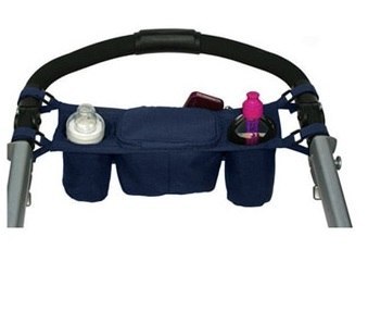 Organizer torba saszetka do wózka uchwyt na napoje butelkę granatowy